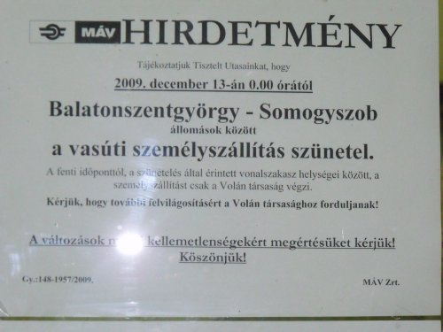 Rövid hirdetményben tájékoztatták az utazni vágyókat