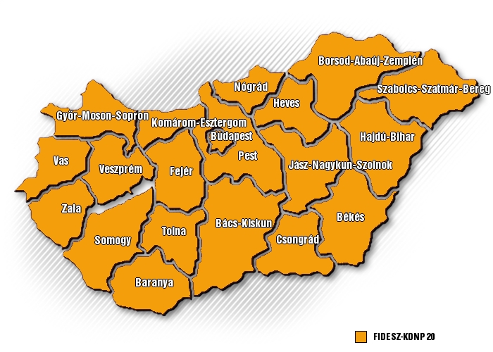 Narancsban az ország és a megye